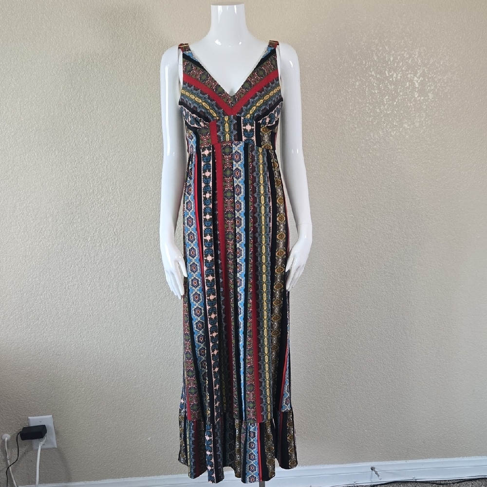 T Tahari Multicolor Striped Maxi Dress